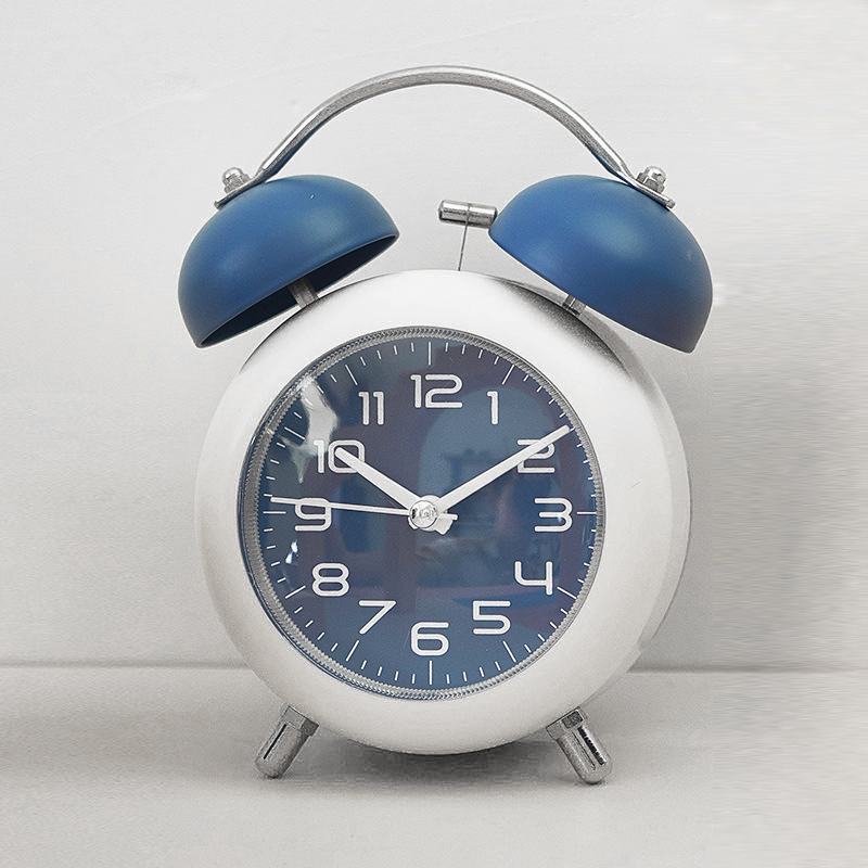Student Children's Mechanical Metal Ringing Silent Desktop alarm Clock with Night Light