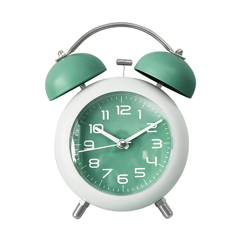 Student Children's Mechanical Metal Ringing Silent Desktop alarm Clock with Night Light - Image 2